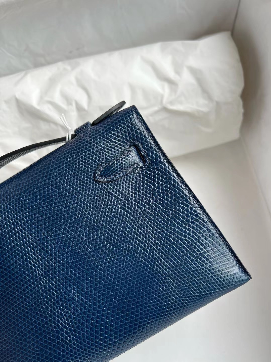 Vietnam Hermes Mini Kelly Pochette Lizard 73 Bleu Saphir 寶石藍 金扣