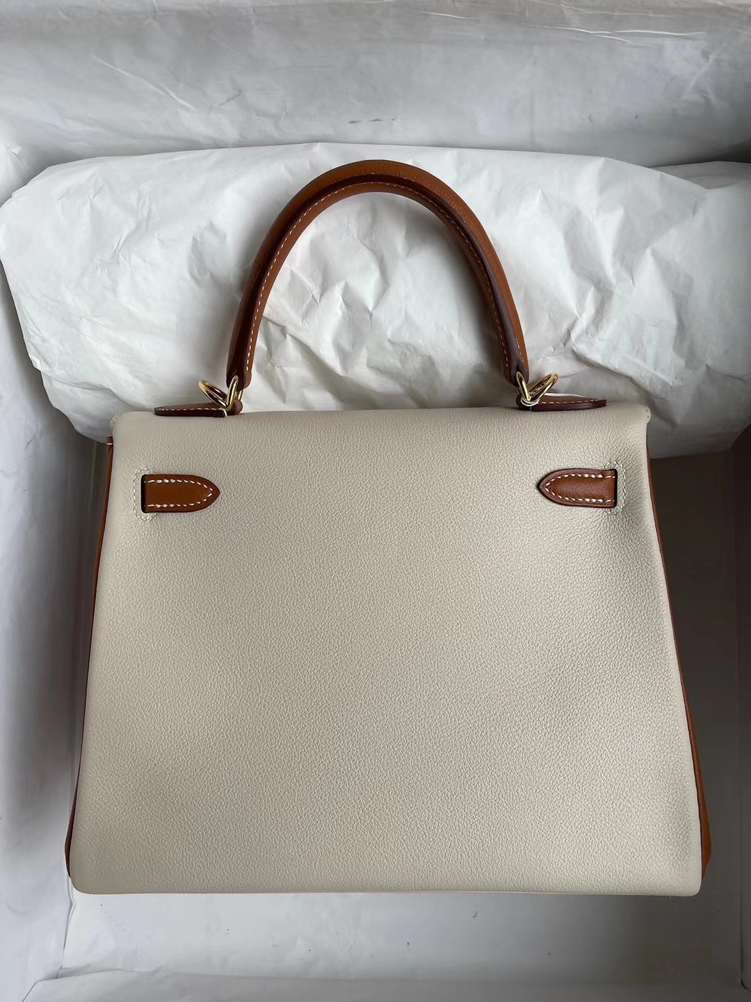 Vietnam Hermes Kelly 25 HSS Evercolor 10 Craie 奶昔白/U4 Vert Verigo 金扣