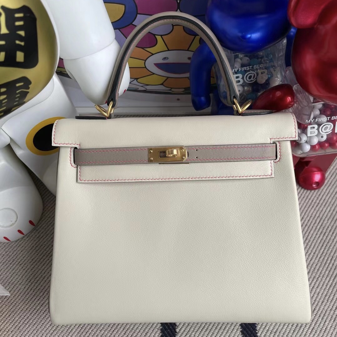 Vietnam Hermes Kelly 25 HSS Evercolor 10 Craie 奶昔白/M8 Gris Asphalte 瀝青灰