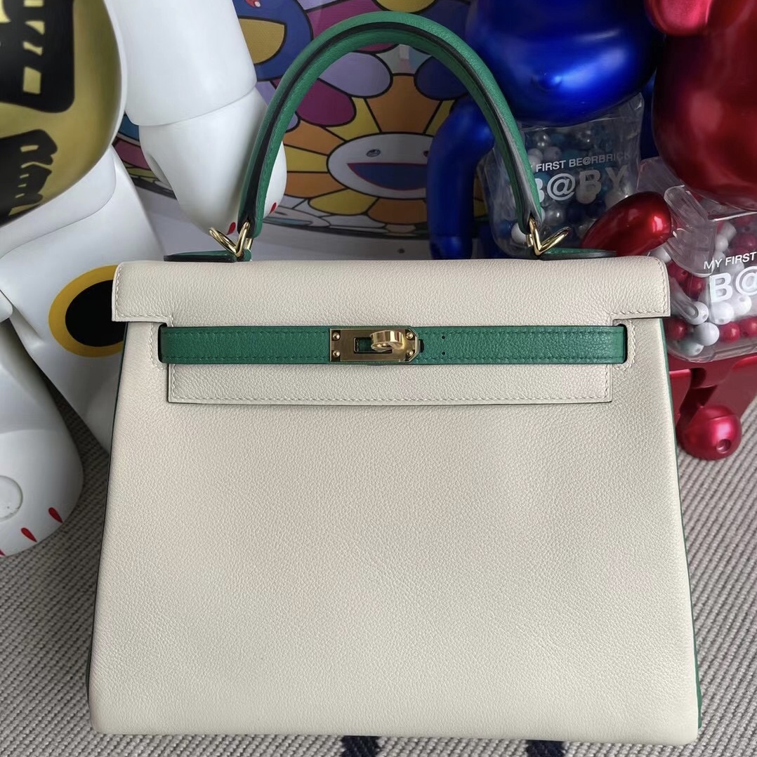 Vietnam Hermes Kelly 25cm HSS Evercolor 10 Craie U4 Vert Verigo 金扣