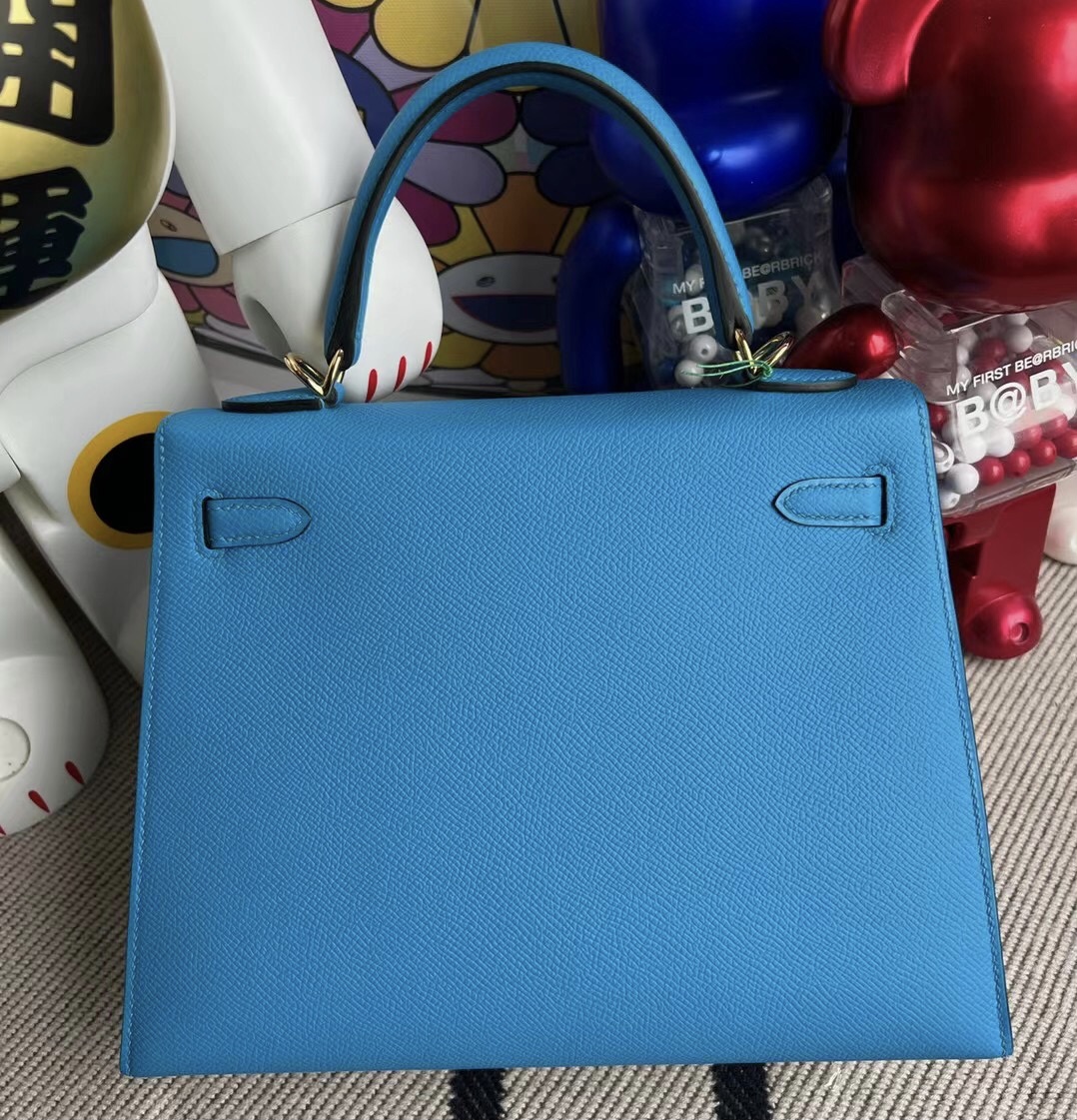 馬來西亞愛馬仕店  Hermes Kelly 25cm Epsom 0F Bleu frida 弗裏達藍 金扣