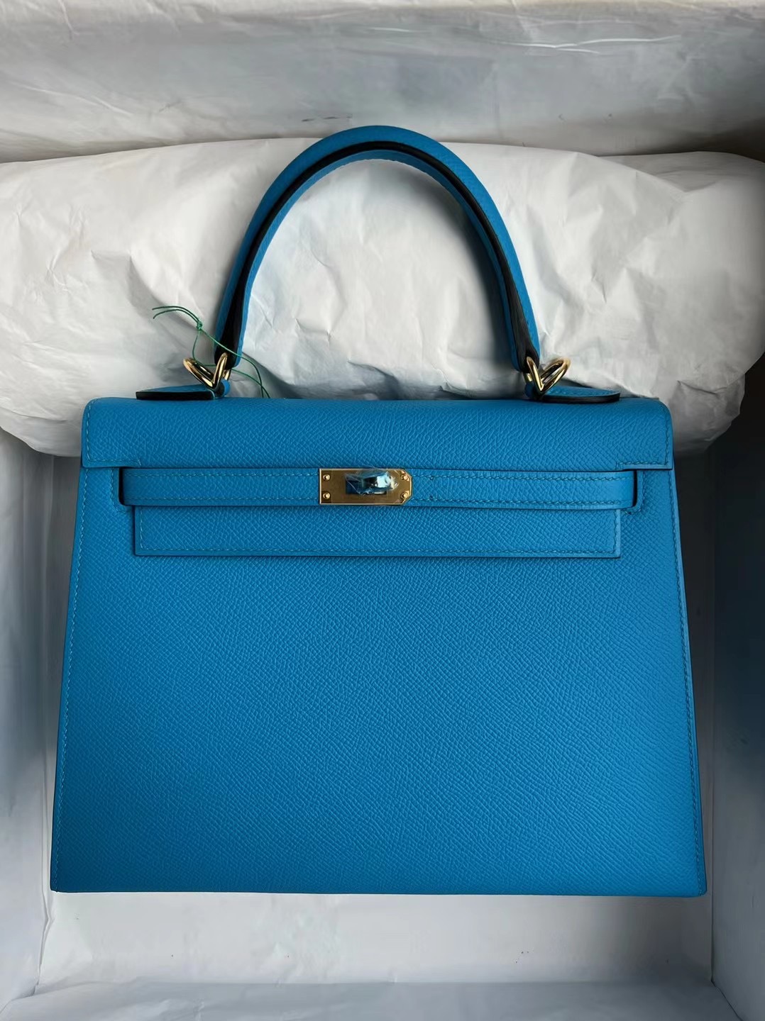 馬來西亞愛馬仕店  Hermes Kelly 25cm Epsom 0F Bleu frida 弗裏達藍 金扣