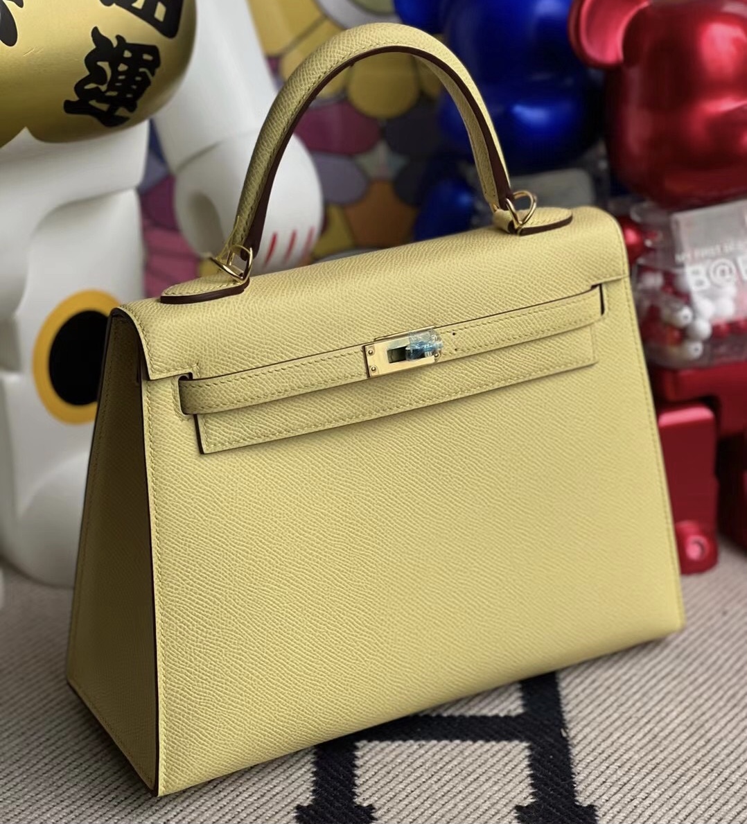 馬來西亞愛馬仕官網 Hermes Kelly 25cm Epsom 1Z jaune poussin 小雞黃 金扣