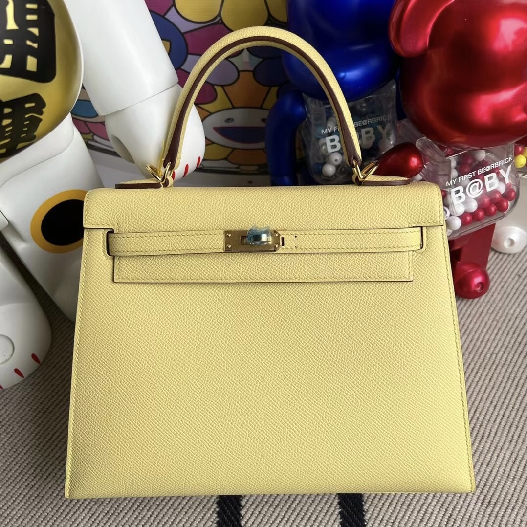 馬來西亞愛馬仕官網 Hermes Kelly 25cm Epsom 1Z jaune poussin 小雞黃 金扣