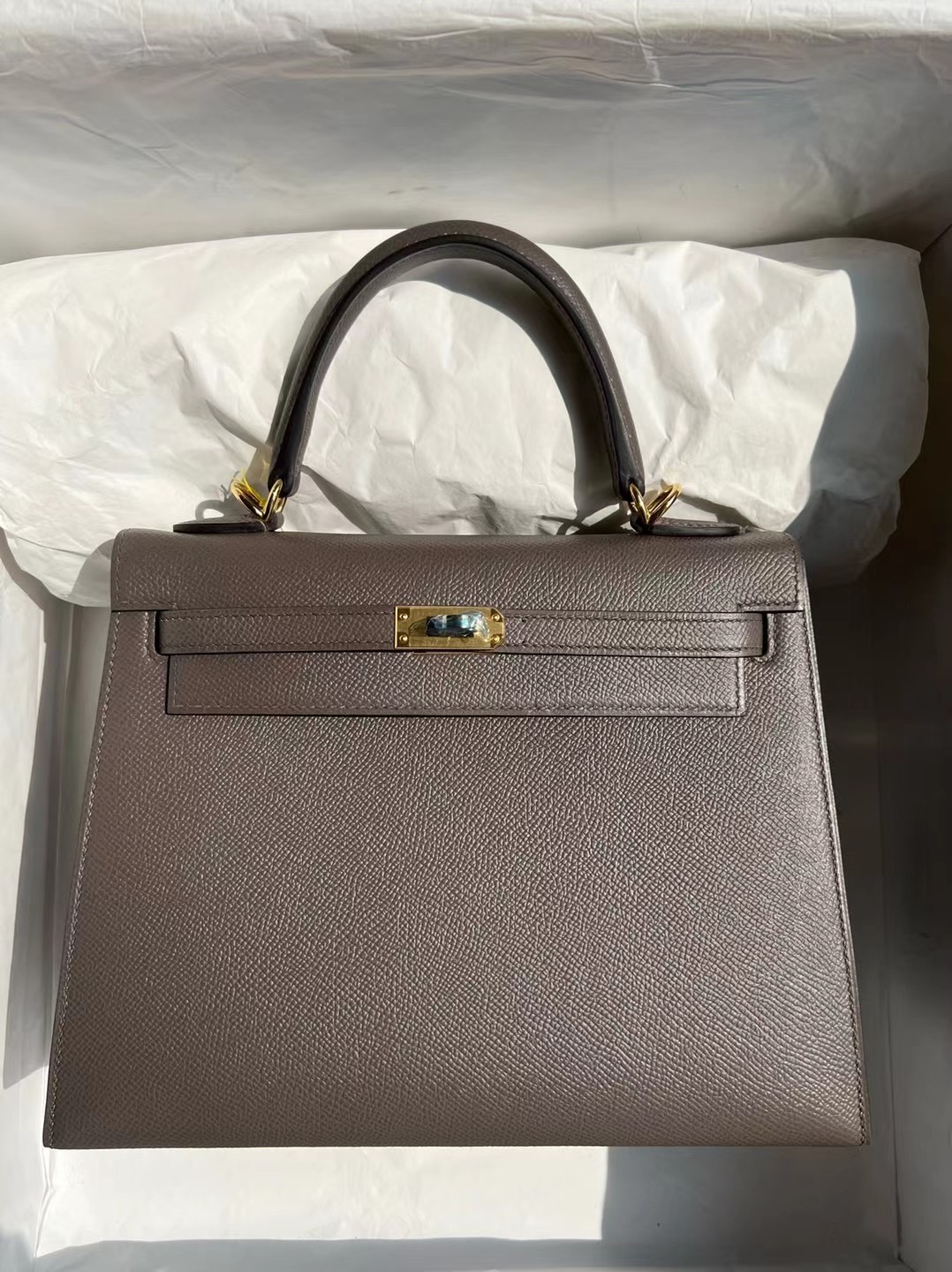 泰國愛馬仕需要配貨嗎 Hermes Kelly 25cm Epsom 8F Etain 錫器灰 金扣