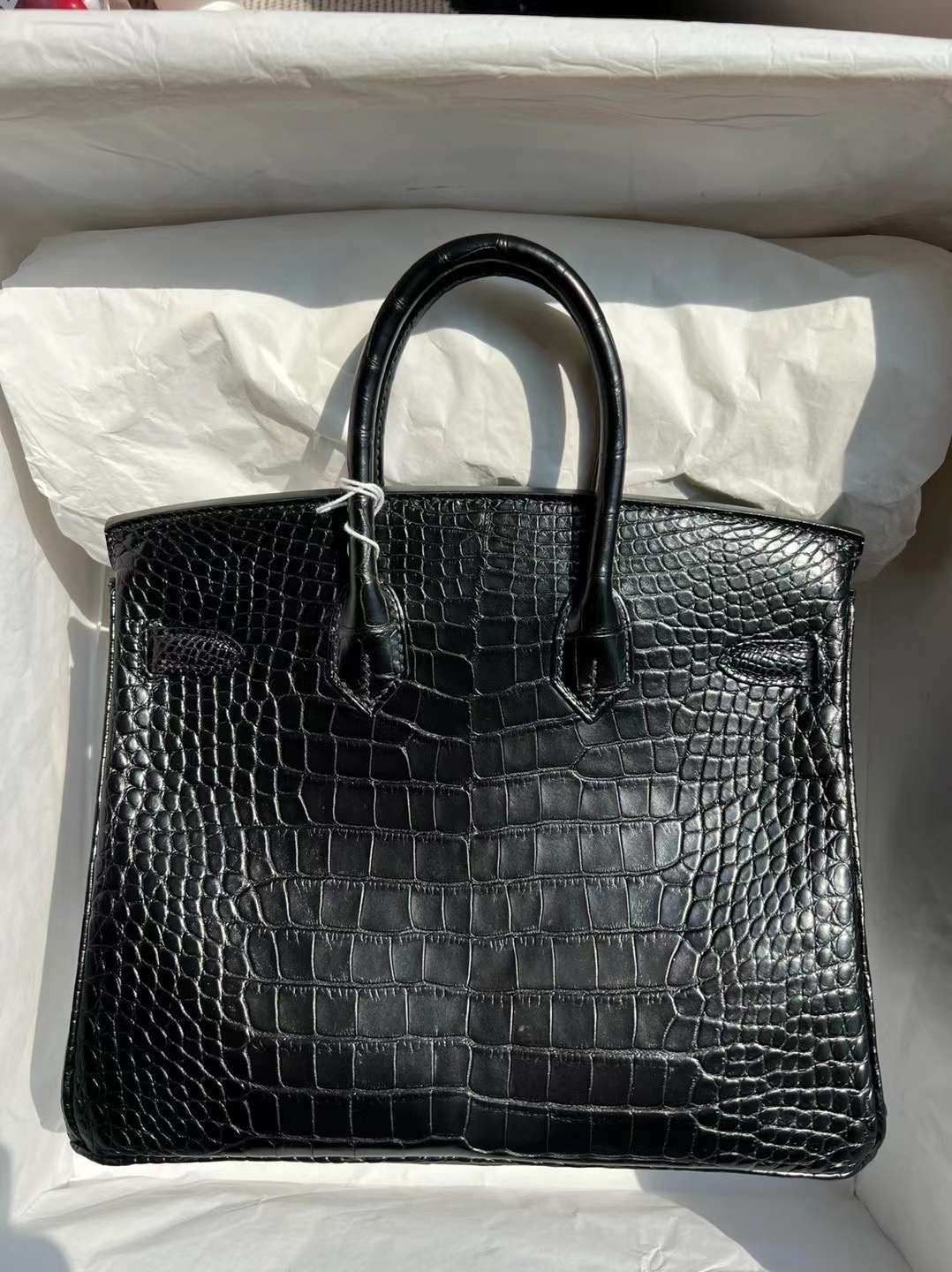 泰國愛馬仕總代理 Hermes Birkin 25cm 霧面美洲鱷魚 89 Noir 黑色 銀扣