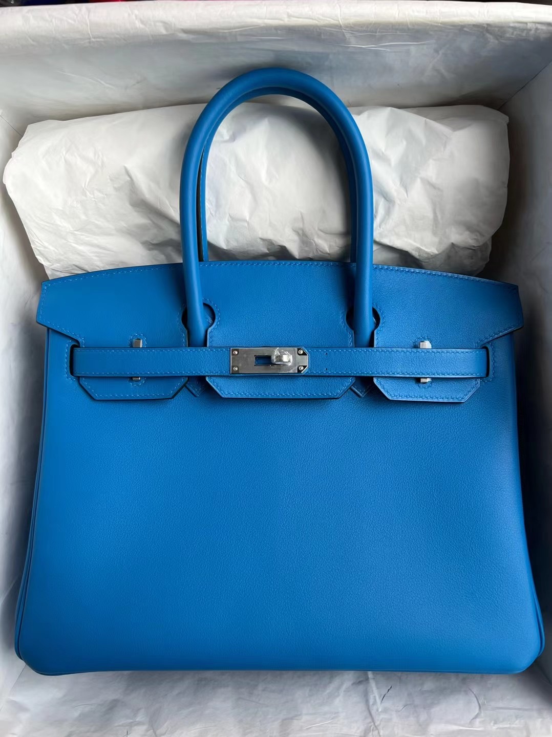 愛馬仕價格查詢 Hermes Birkin 30cm Swift T7 Bleu Hydra 水妖藍 銀扣