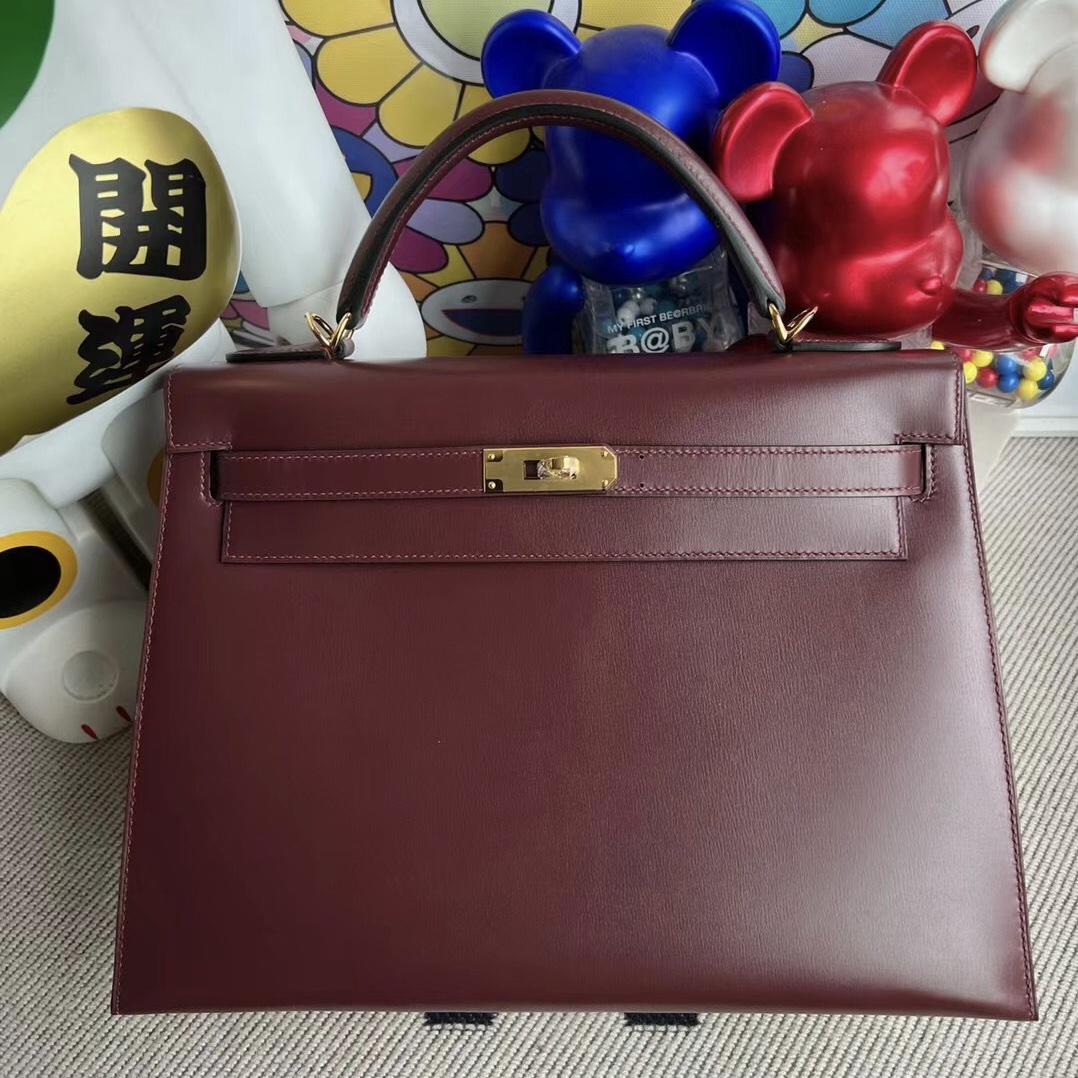 愛馬仕國內官網 Hermes Kelly 32 Box 55 Rouge H 愛馬仕紅 全手工蜜蠟線縫製