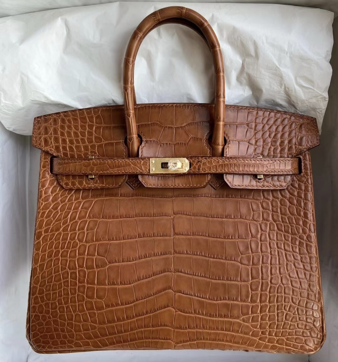 Hermes Birkin 25cm 霧面美洲鱷魚 Matte Alligator Crocodile CC37 Gold GHW