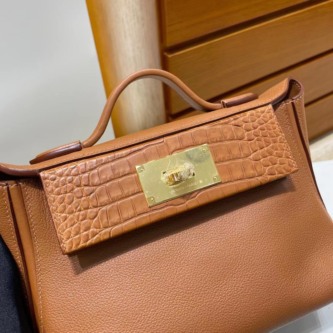 Hermes kelly 24/24 Mini Touch Evercolor 拼 Swift 37 Gold 金扣