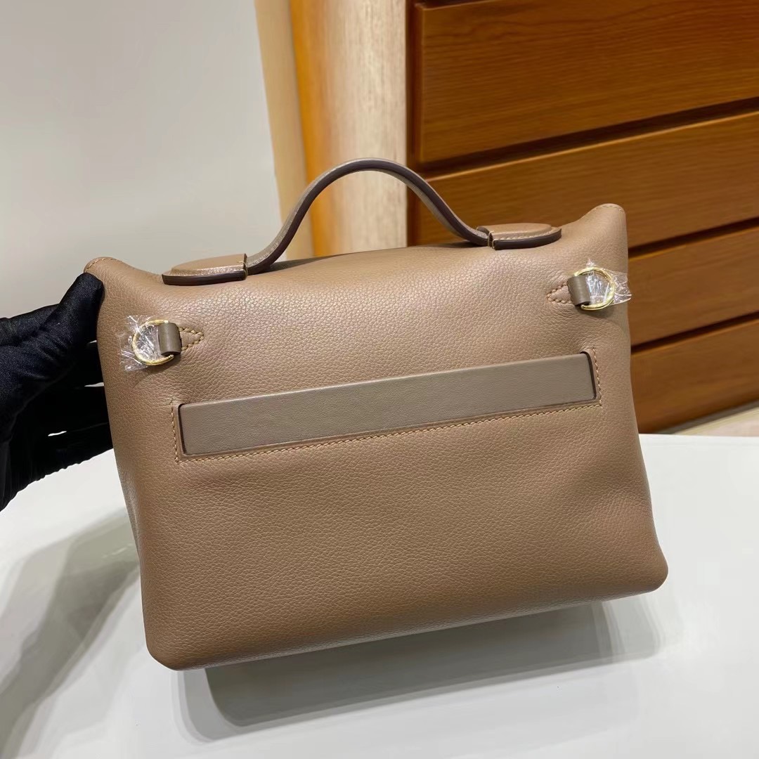 Hermes kelly 24/24 Mini Evercolor 拼 Swift D0 beige de weimer 金扣