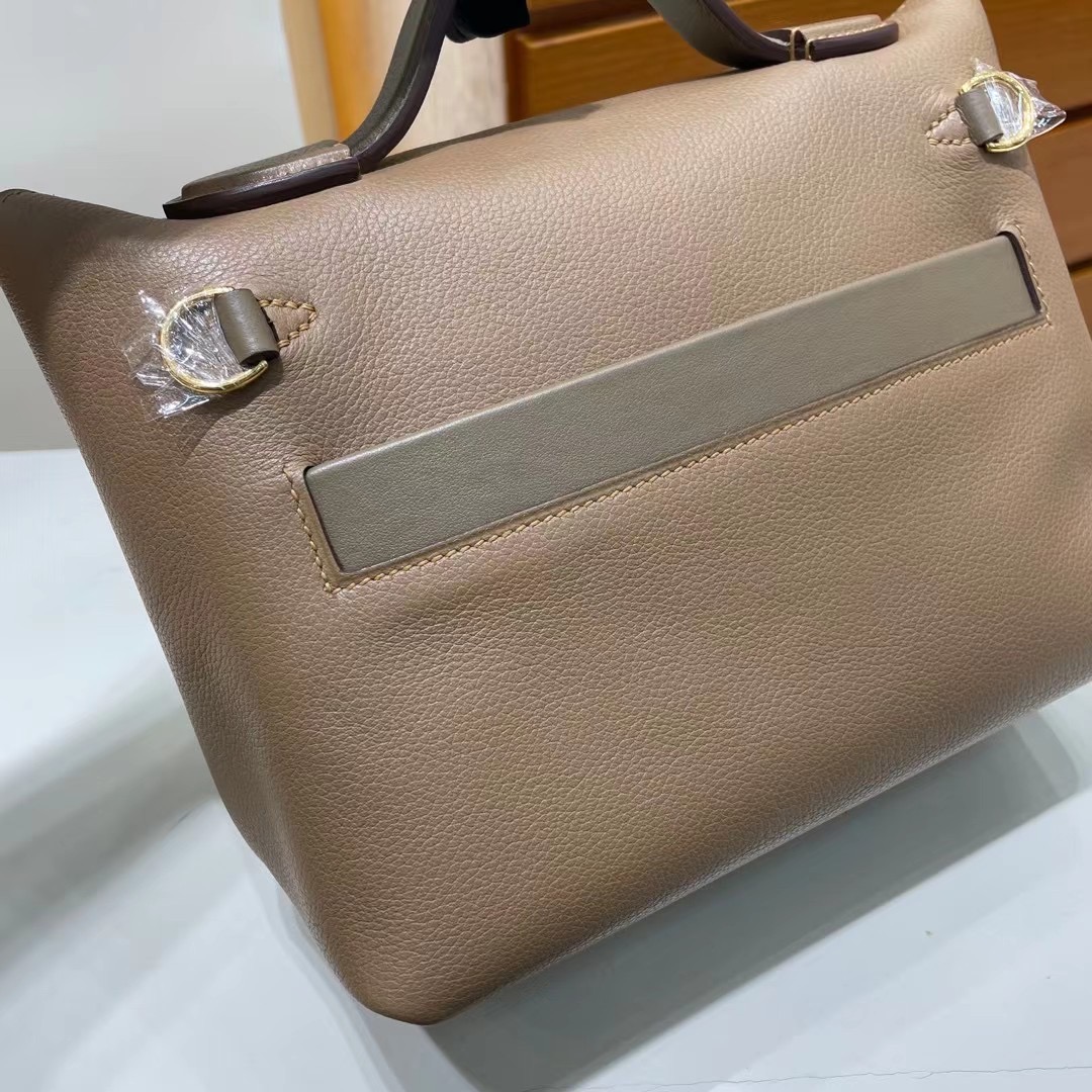 Hermes kelly 24/24 Mini Evercolor 拼 Swift D0 beige de weimer 金扣