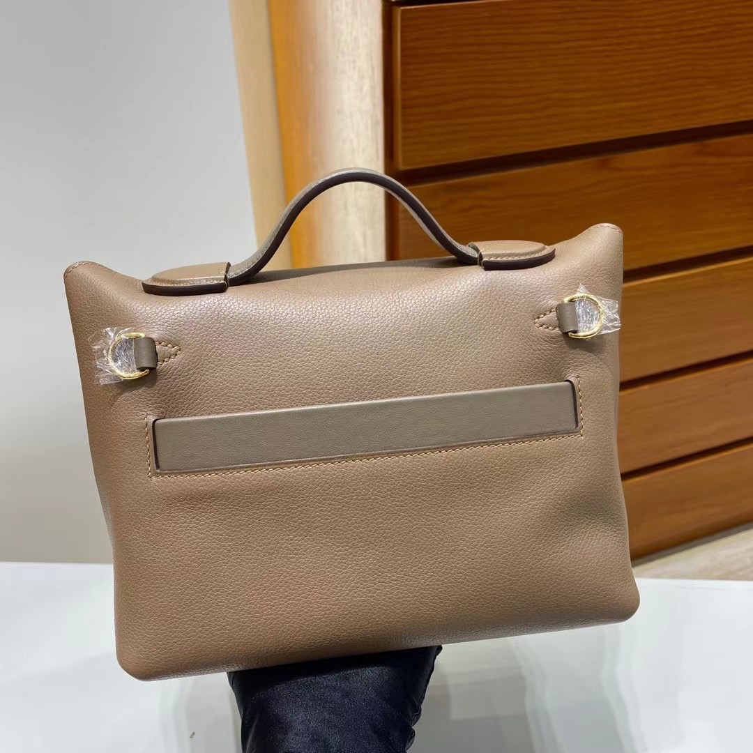 Hermes kelly 24/24 Mini Evercolor 拼 Swift D0 beige de weimer 金扣