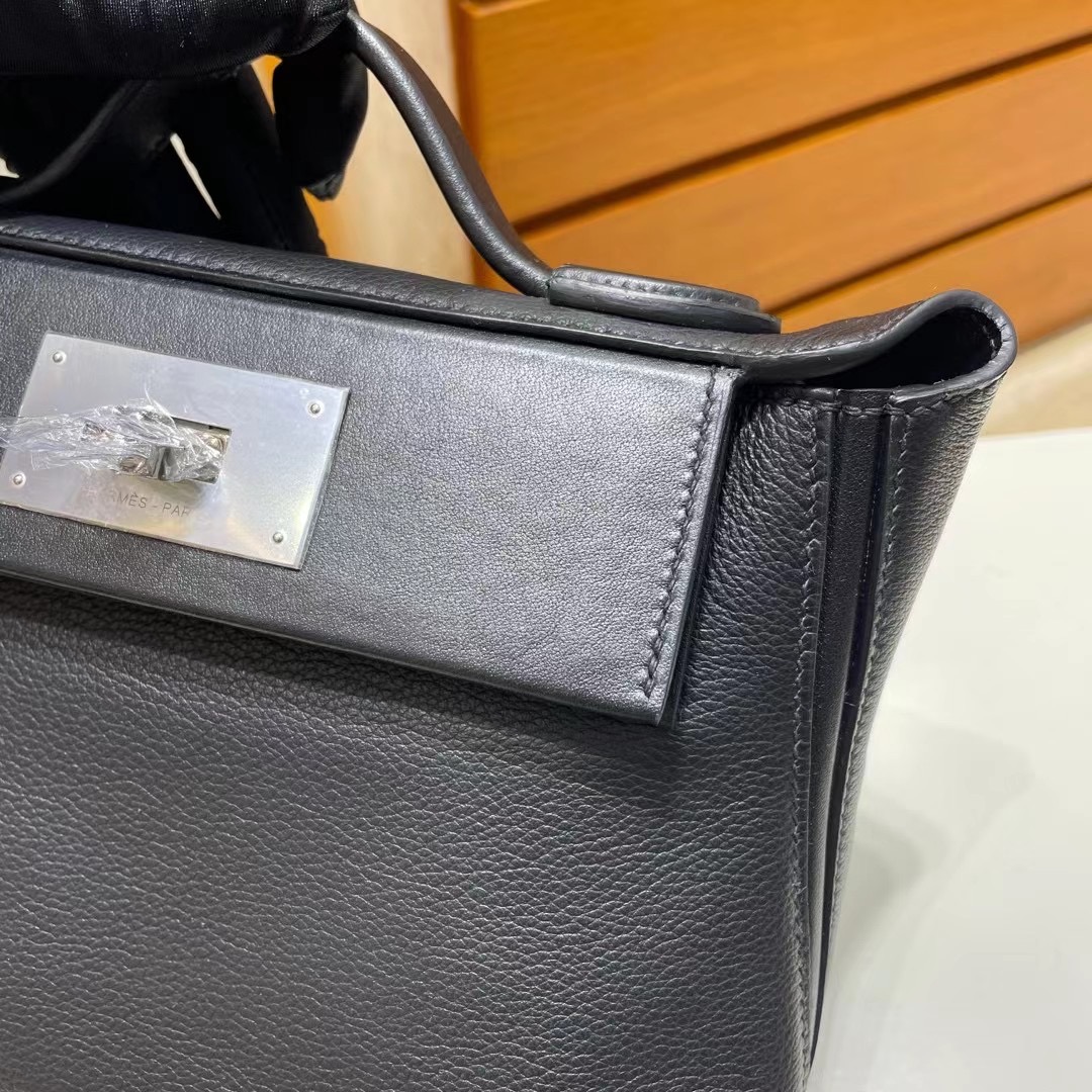 新加坡 愛馬仕 Hermes kelly 24/24 Mini Evercolor 拼 Swift 89 Noir 黑色