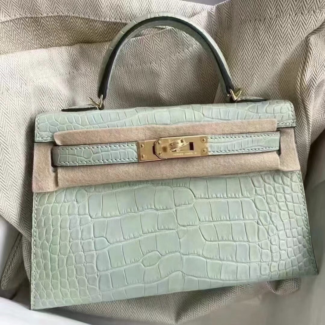 馬來西亞愛馬仕 Hermes Birkin 25cm 霧面美洲鱷魚 6U Vert Dfau 薄荷綠