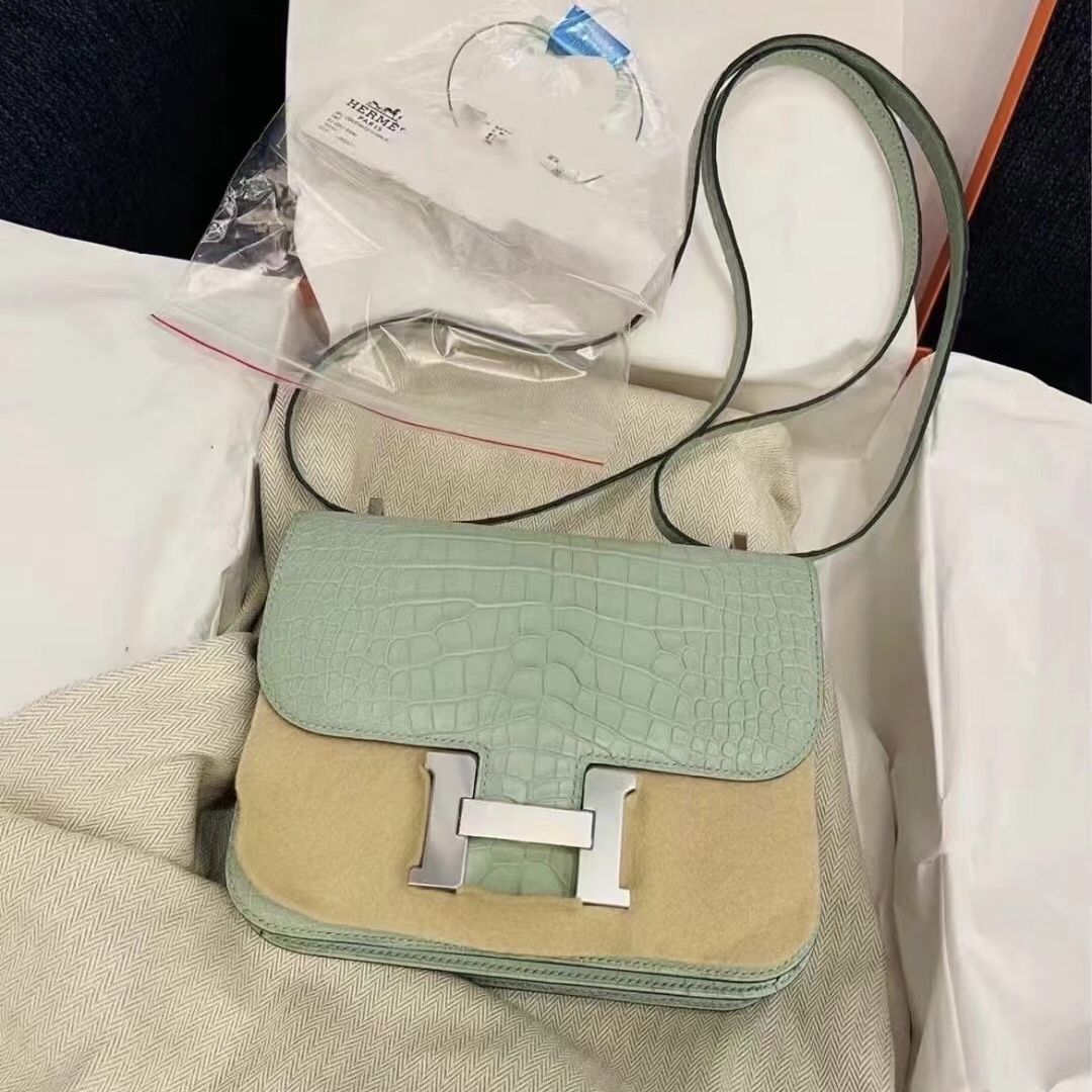 馬來西亞愛馬仕 Hermes Birkin 25cm 霧面美洲鱷魚 6U Vert Dfau 薄荷綠