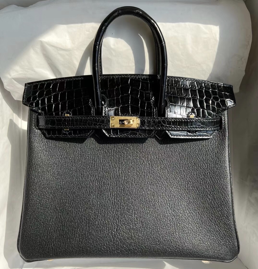 Indonesia Djakarta Hermes Birkin 25cm Touch Chevre 山羊皮 亮面尼羅鱷魚