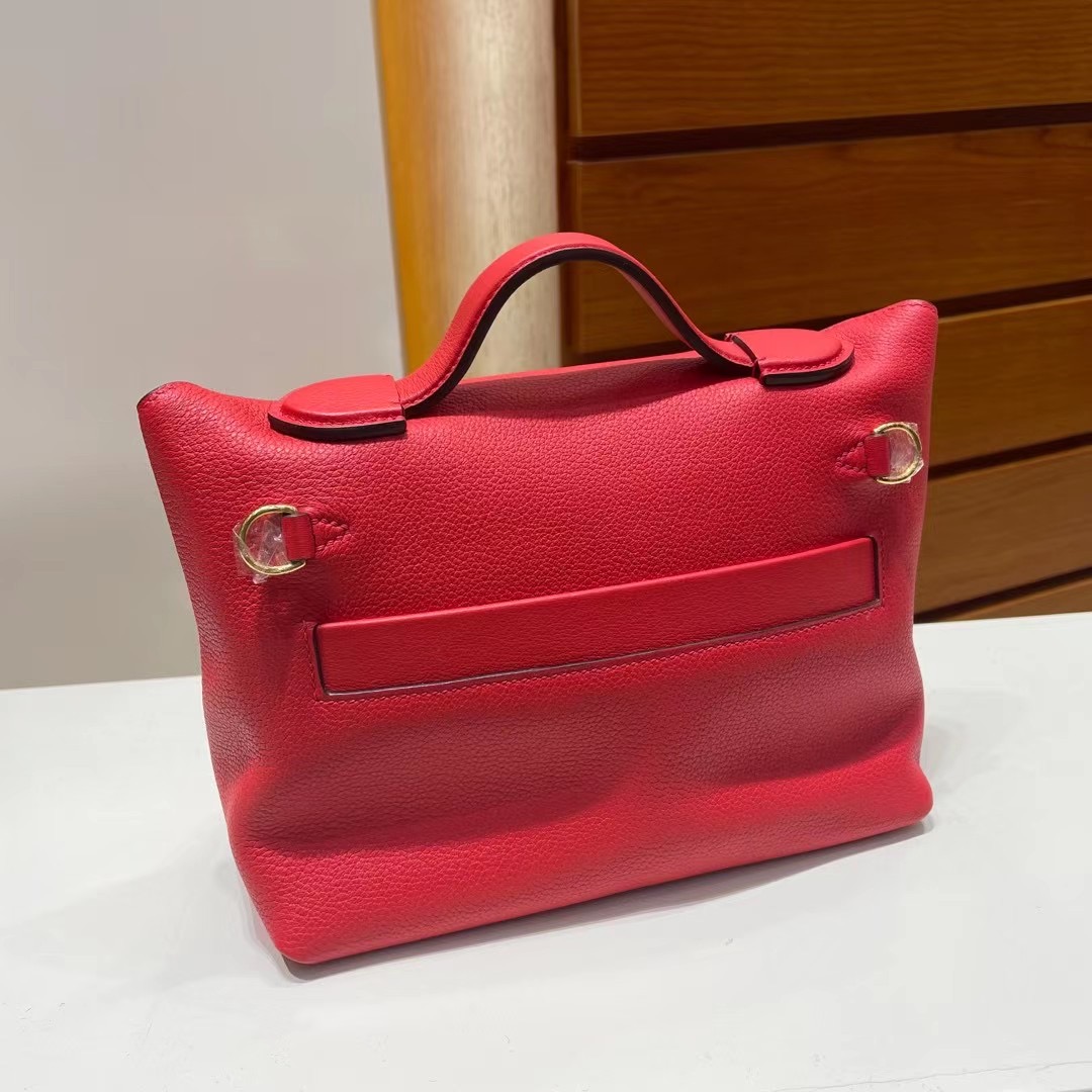 Malaysia Hermes Kelly 24/24 Mini Evercolor+swift S3 Rose de coeur 心紅色 金扣