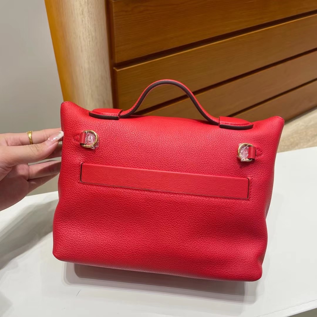 Malaysia Hermes Kelly 24/24 Mini Evercolor+swift S3 Rose de coeur 心紅色 金扣