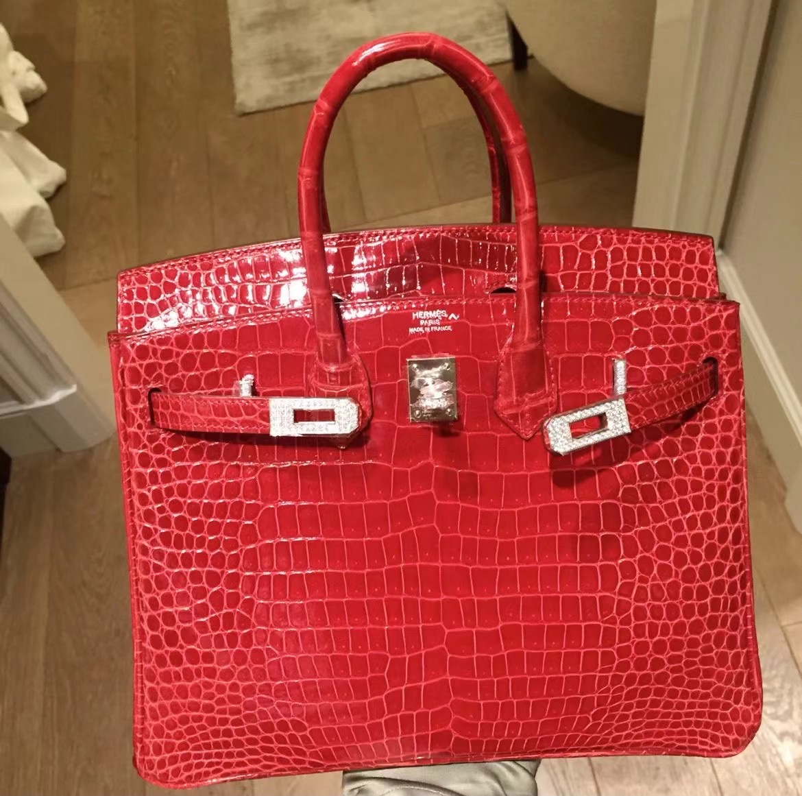 Vietnam Hanoi Hermes Birkin 25cm 95 Braise porosus crocodile