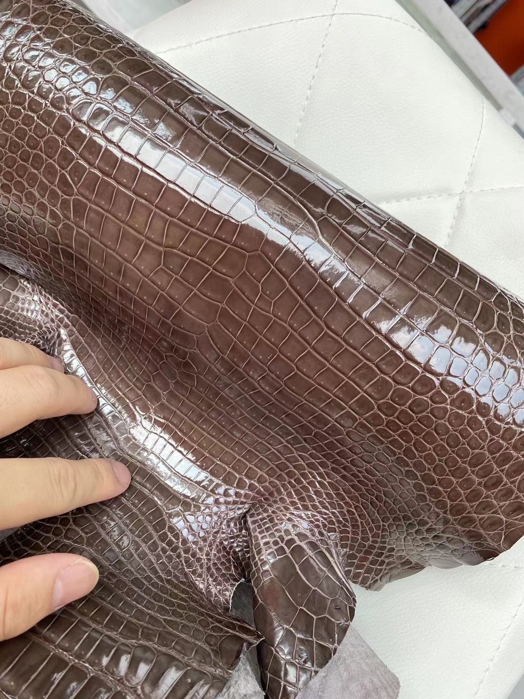 亮面倒V 澳洲灣鱷 Thailand Hermes 88 Graphite 石墨灰 Shiny porosus crocodile