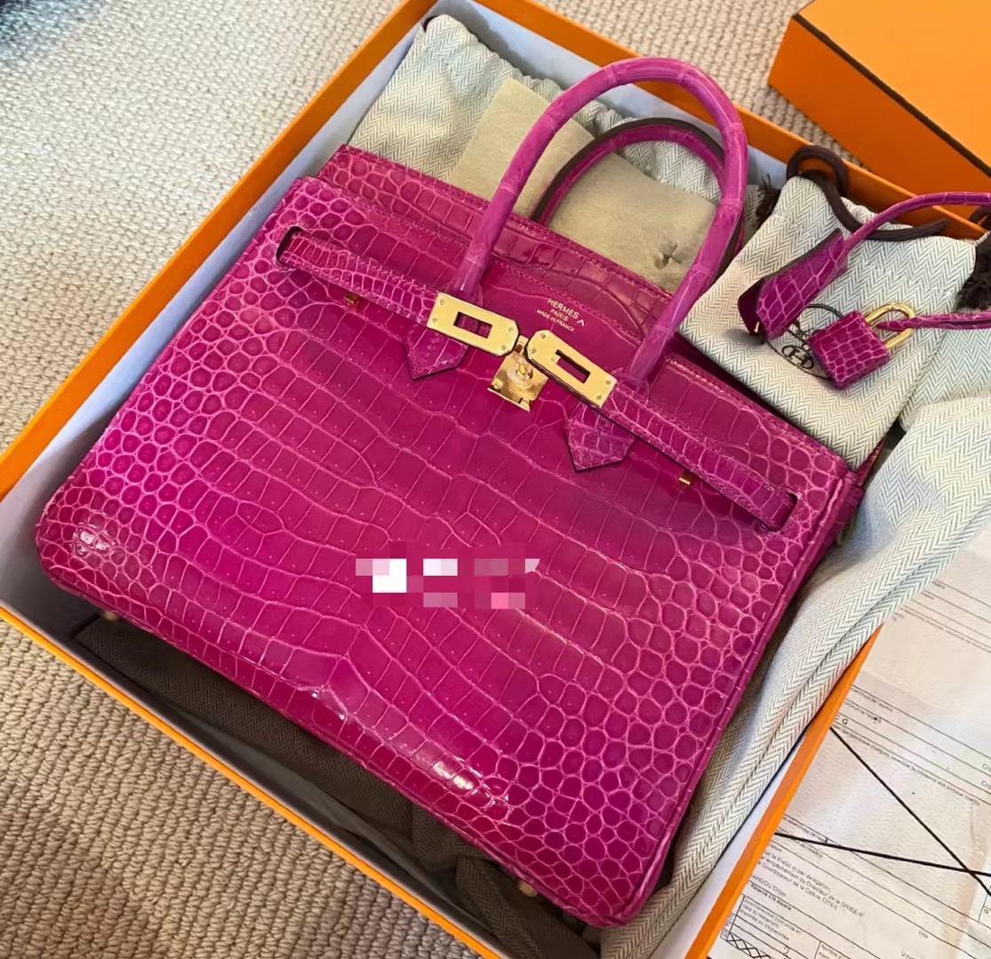 亮面倒V 澳洲灣鱷 Thailand Hermes Birkin 25cm J5 Rose Sheheraradez