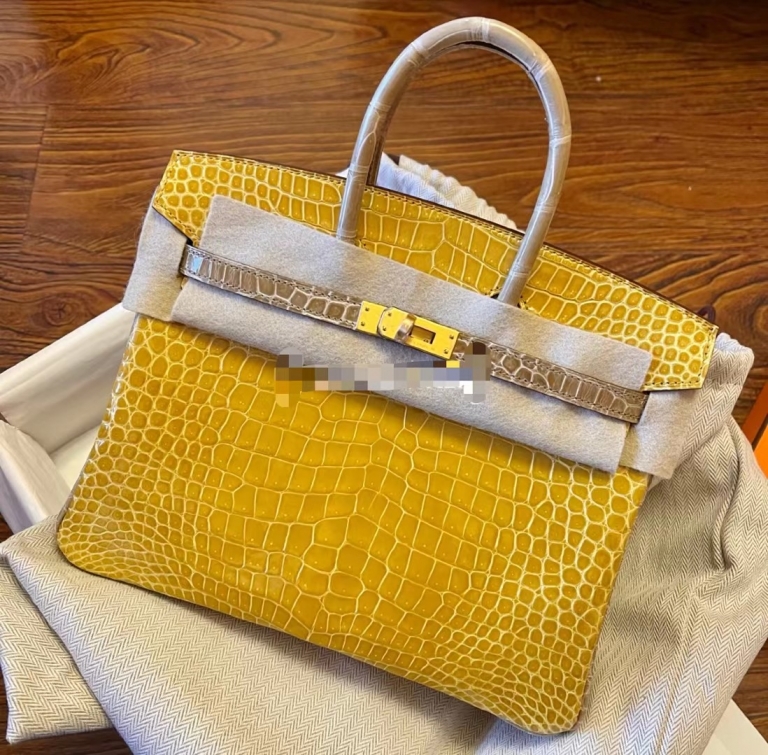Indonesia Hermes Birkin 25cm 9D Jaune Amber Shiny porosus crocodileHermès Birkin kelly