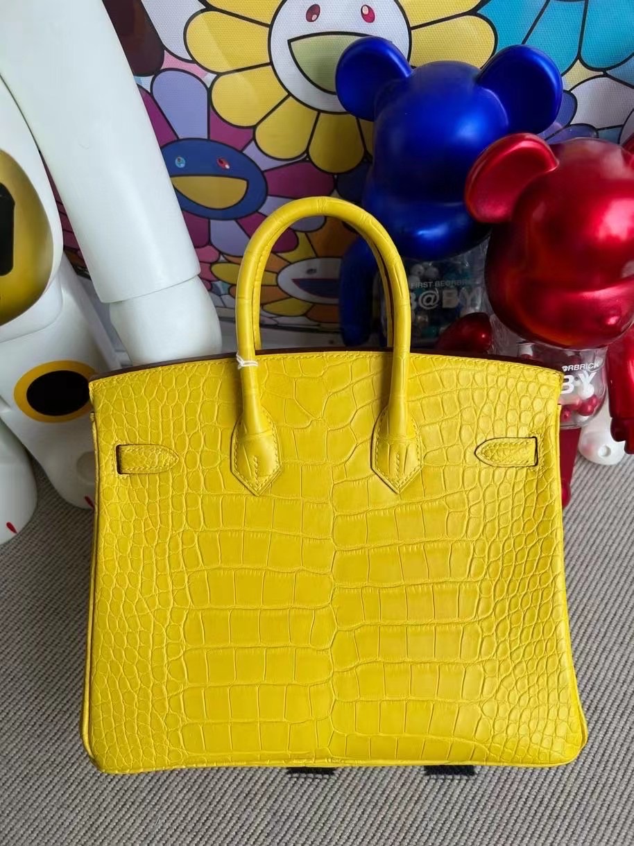 愛馬仕鉑金包價格 Hermes Birkin 25 霧面美洲鱷魚 M9 Mimosa 金盞花黃