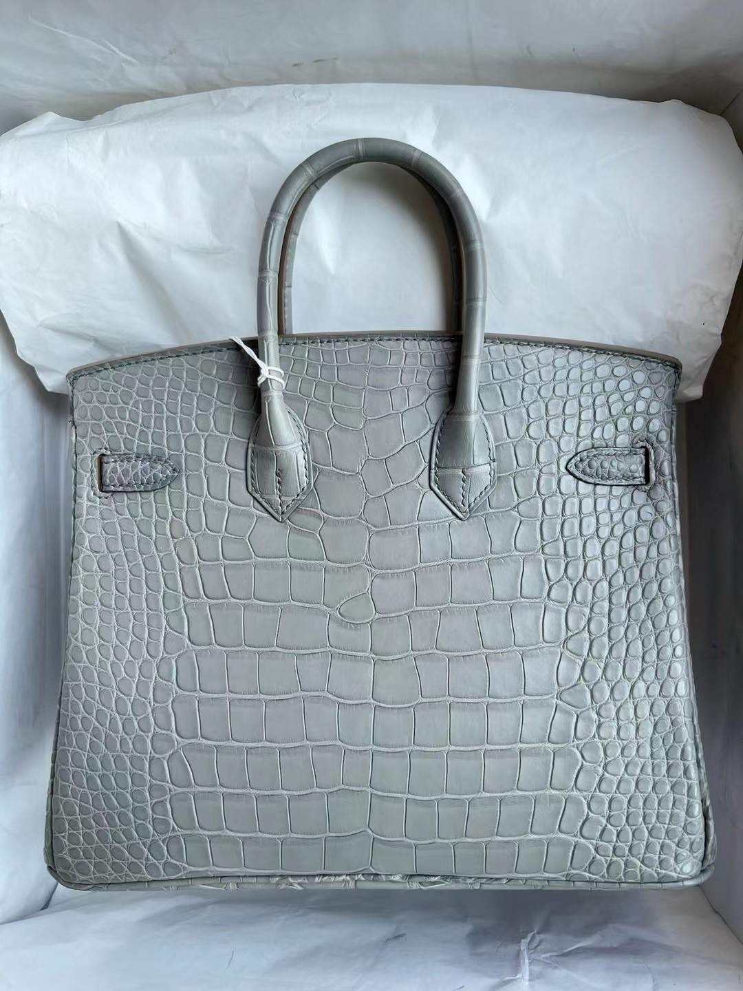 愛馬仕鉑金25包價格專櫃 Hermes Birkin 25cm 80 Gris Perle 霧面美洲鱷魚