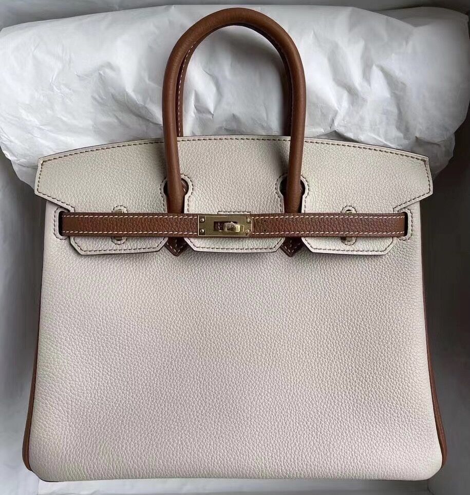 Indonesia Hermes Birkin 25cm HSS Togo 10 Craie 奶昔白+ 37 gold 金棕色