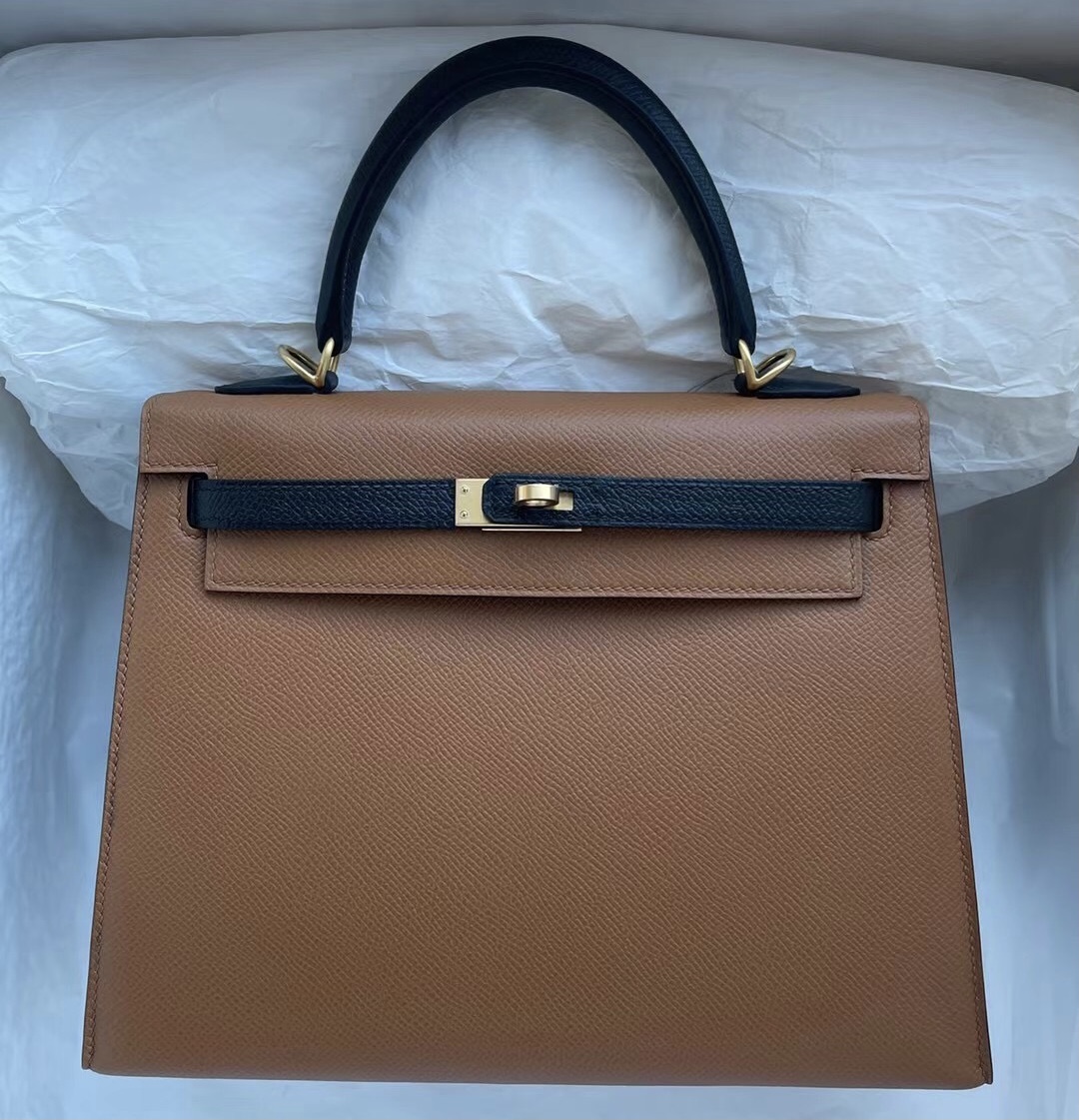 愛馬仕凱莉包多少錢正品 Hermes Kelly 25 HSS Epsom 37 Gold 89 Noir磨砂金扣