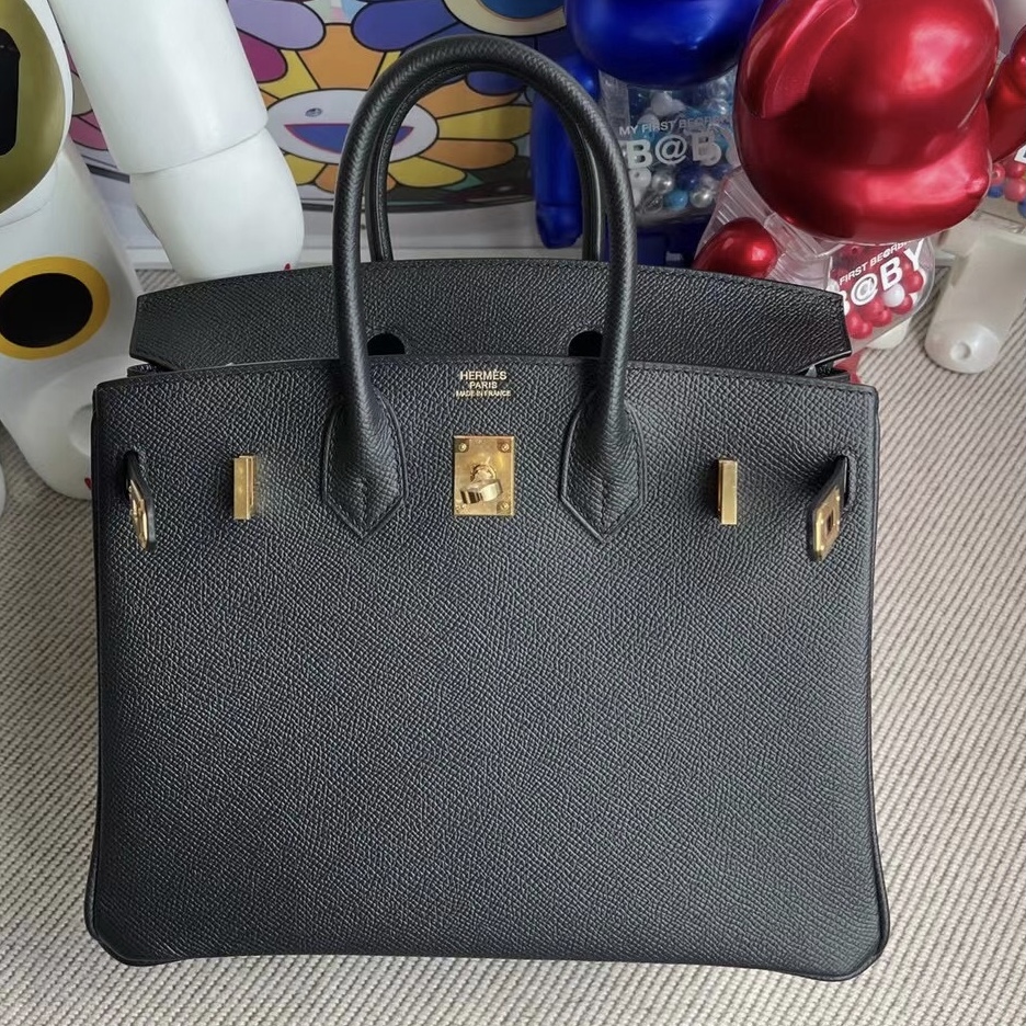 愛馬仕鉑金包25寸專櫃價格 Hermes Birkin 25cm Epsom 89 黑色 Noir 金扣