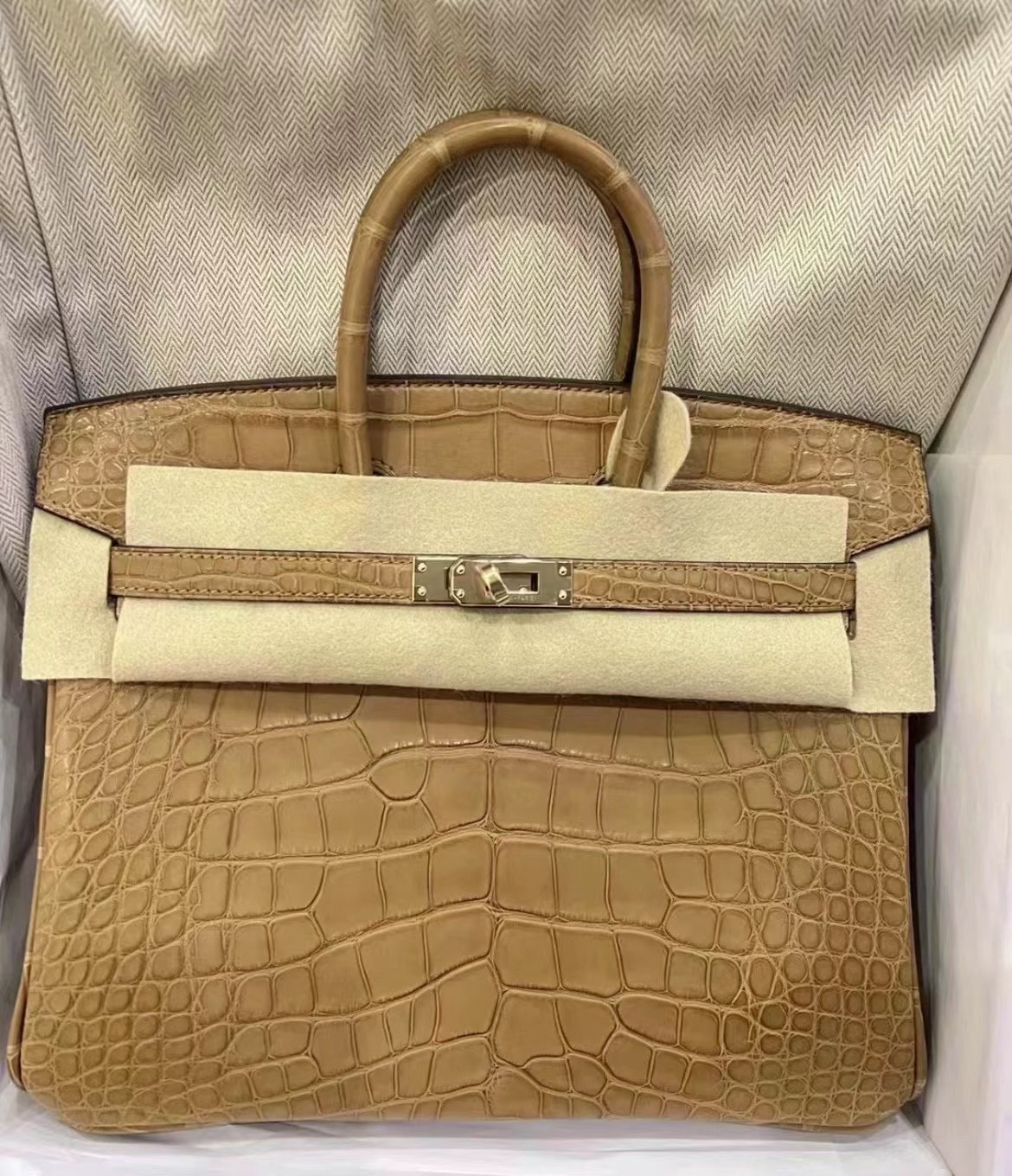 Hermes Birkin 25cm 雾面美洲鳄鱼 2H Kraft 牛皮纸色 全手工 接受訂製