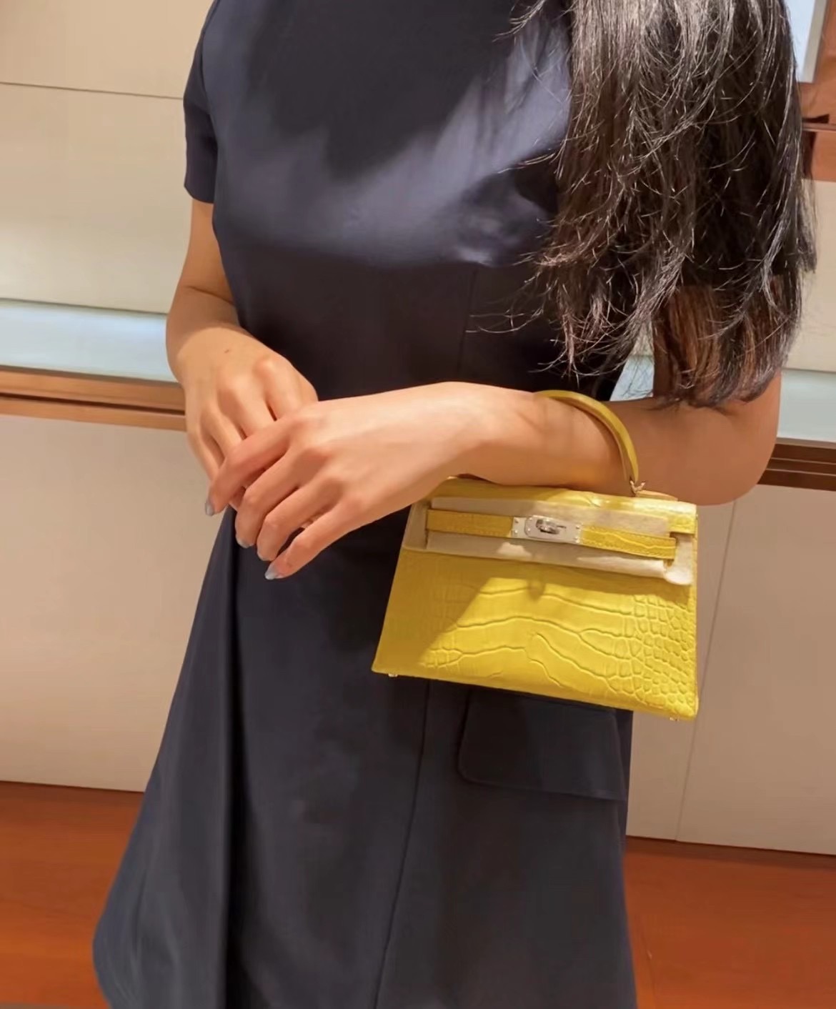 愛馬仕霧面美洲鱷魚 Hermes Kelly Mini II 2代 M9 Mimosa 金盞花黃