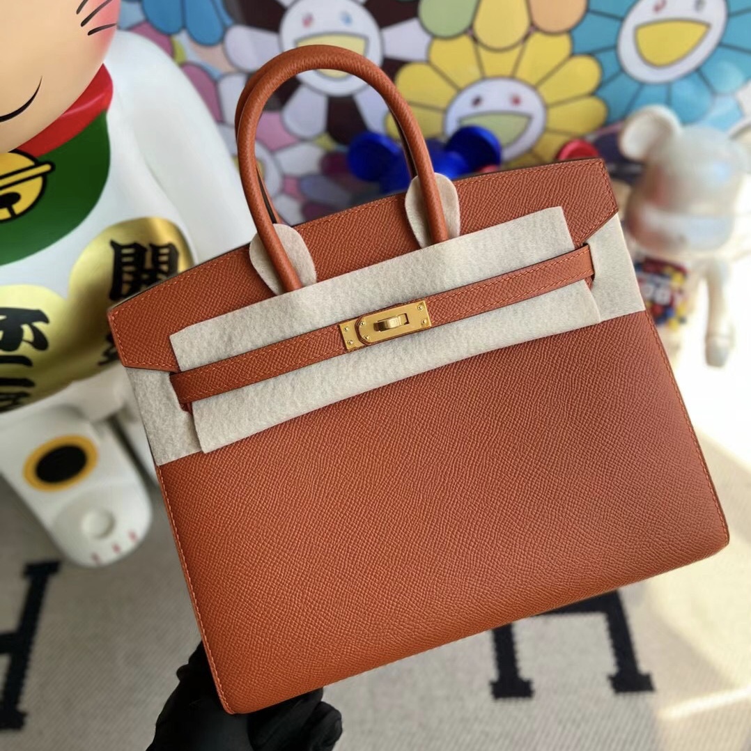 臺灣 愛馬仕鉑金包有外縫的嗎 Hermes Birkin 25cm Sellier Epsom 土橘色 金扣