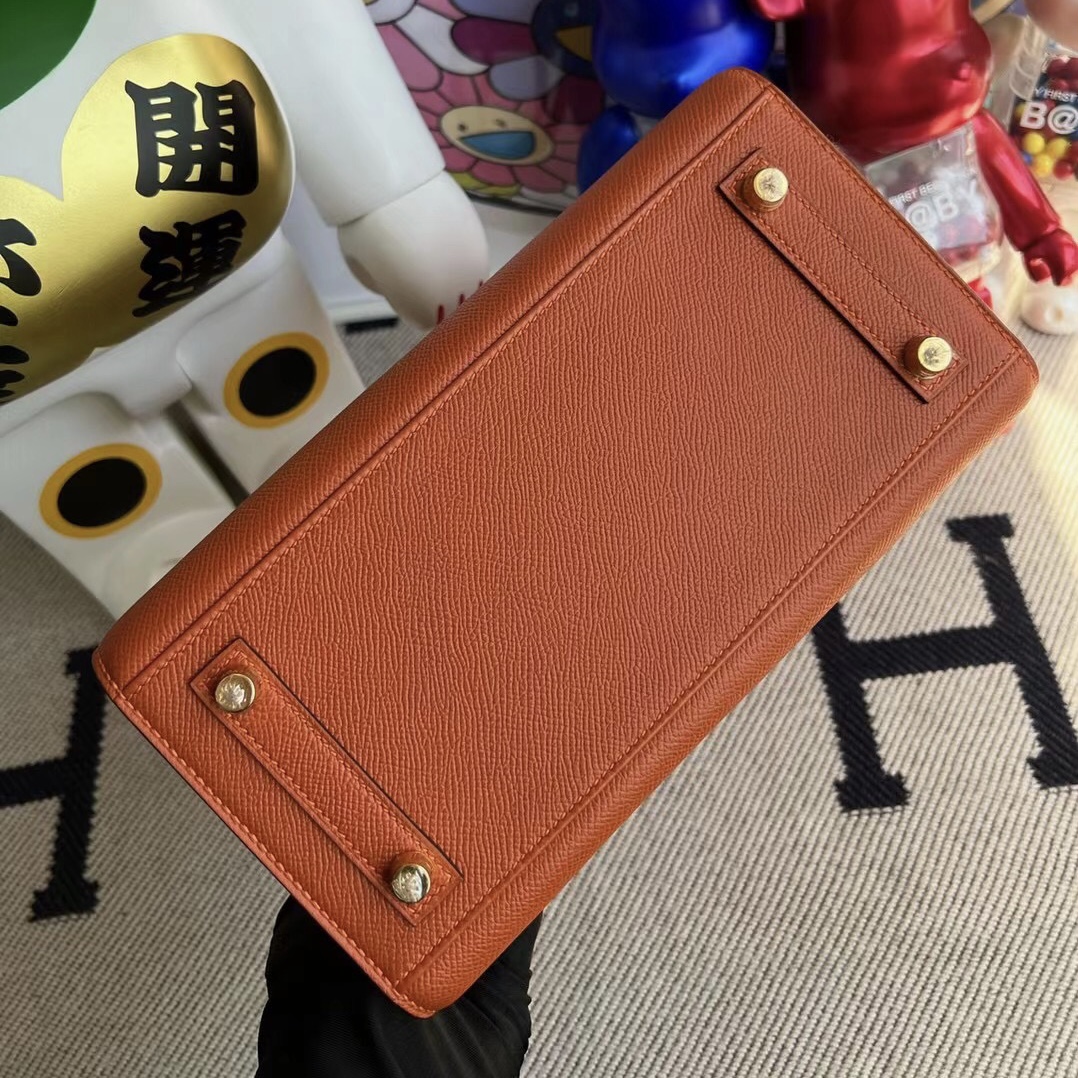 臺灣 愛馬仕鉑金包有外縫的嗎 Hermes Birkin 25cm Sellier Epsom 土橘色 金扣