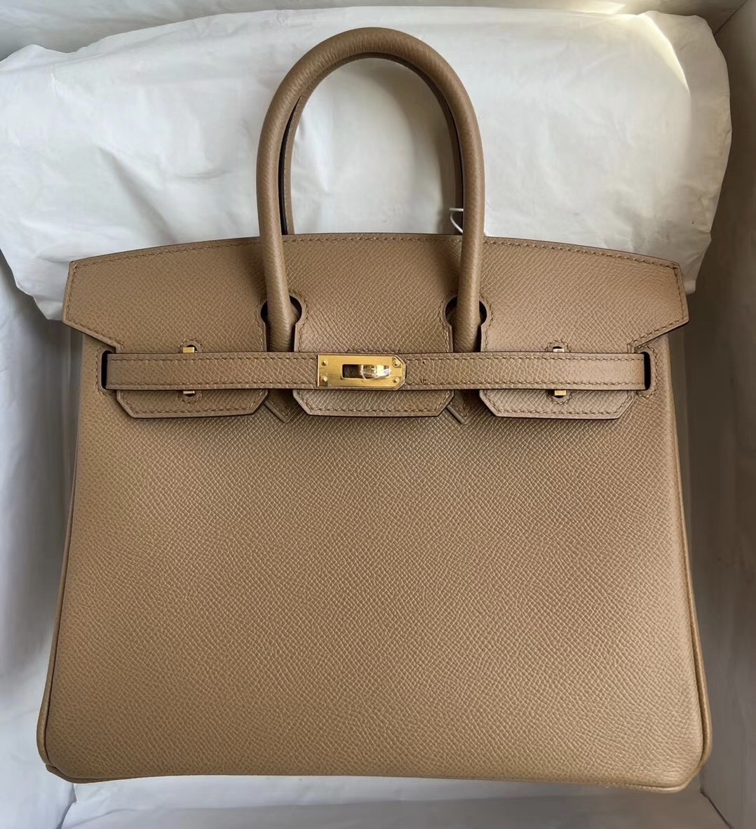 愛馬仕鉑金包25寸專櫃價格 Hermes Birkin 25cm Epsom 4B Biscuit 餅幹色 金扣