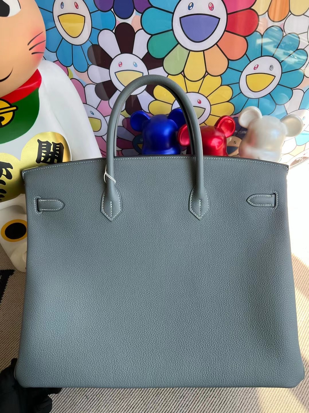 愛馬仕鉑金包 馬來西亞官網價格 Hermes Birkin 40 Togo J7 blue lin內拼4W Glycine