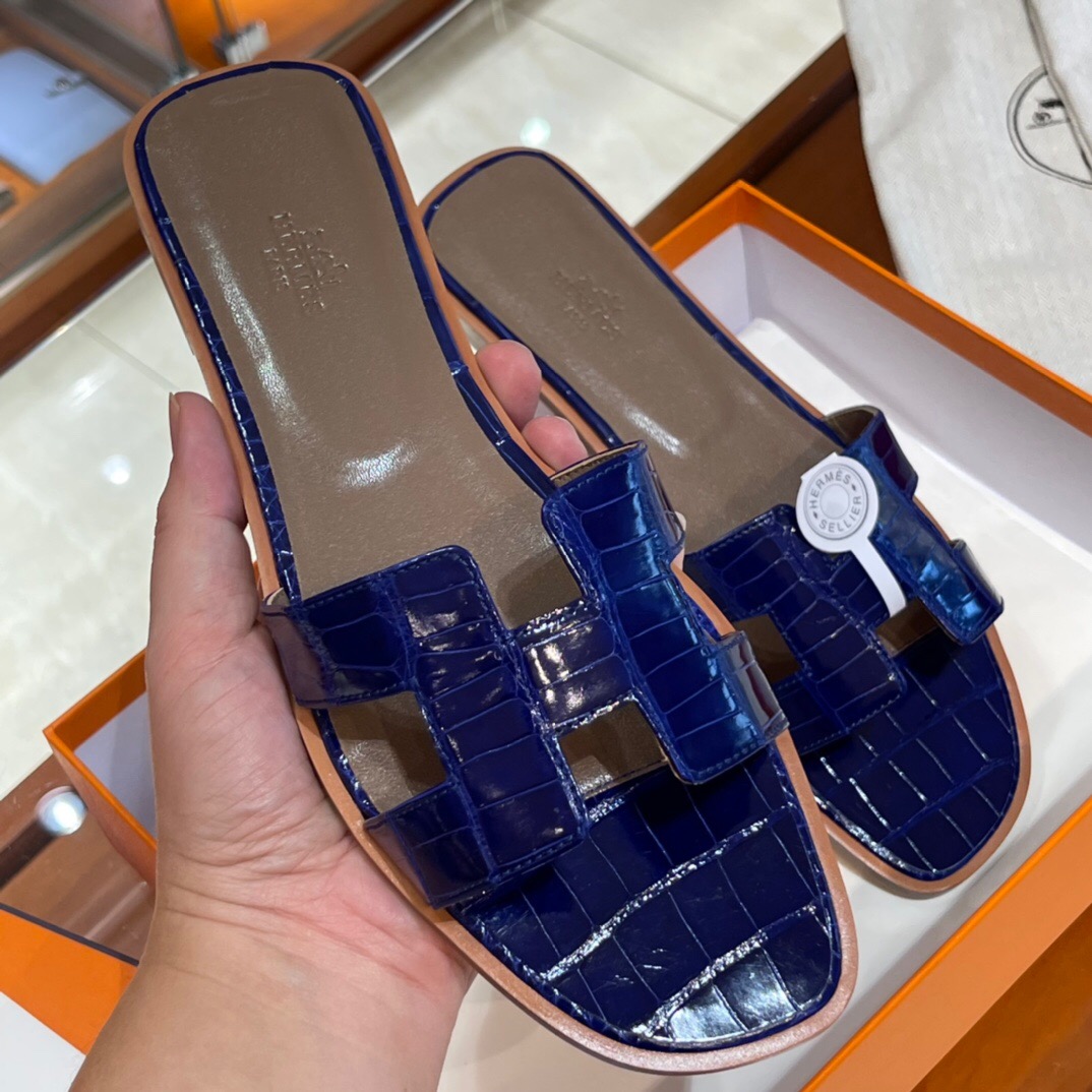 愛馬仕 H型拖鞋 Hermes Oran涼鞋 7T Blue Electric 電光藍 平底涼拖鞋