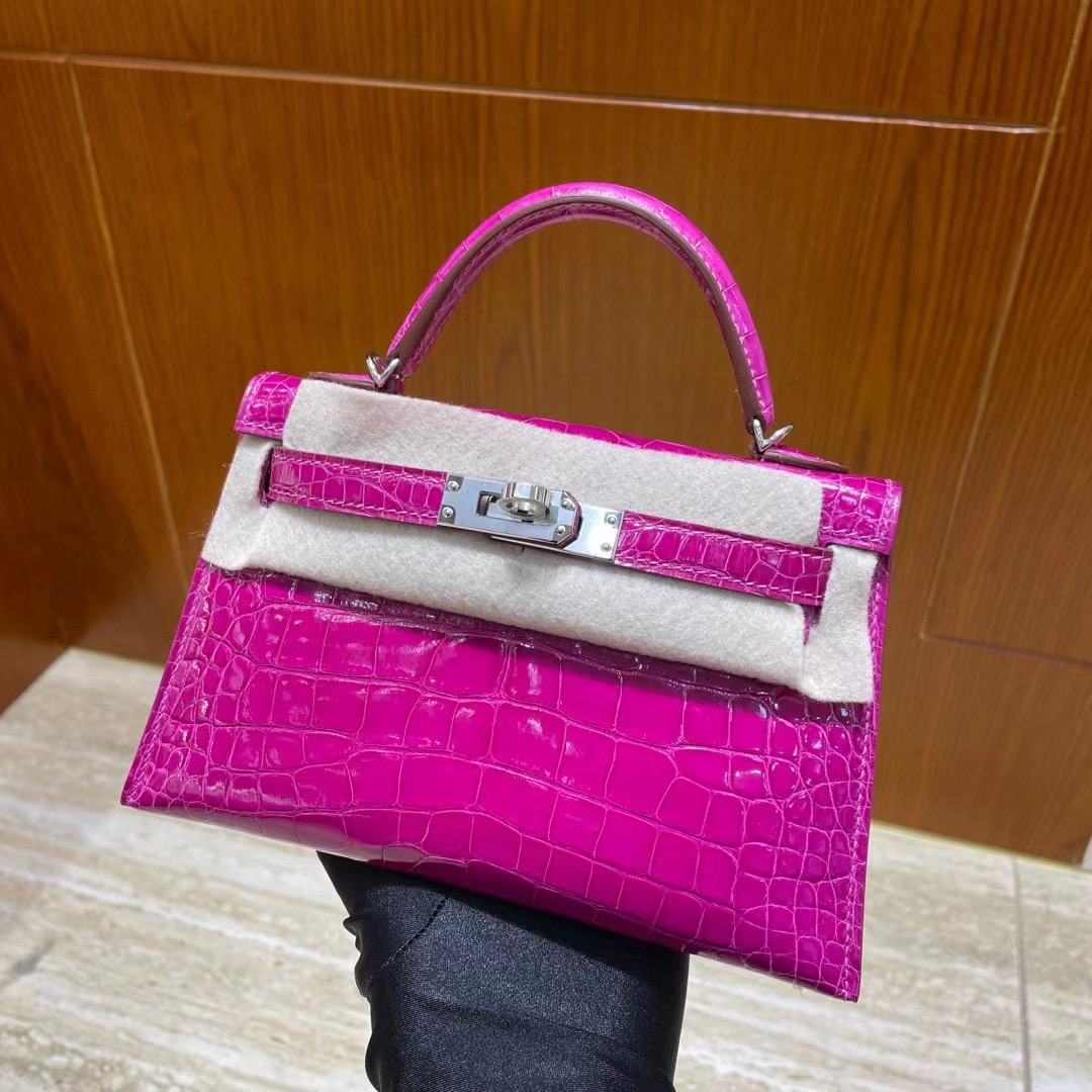 Bahrain Hermes Kelly Mini II 2代 J5 天方夜譚粉紫 Rose Sheheraradez 亮面美洲鱷魚