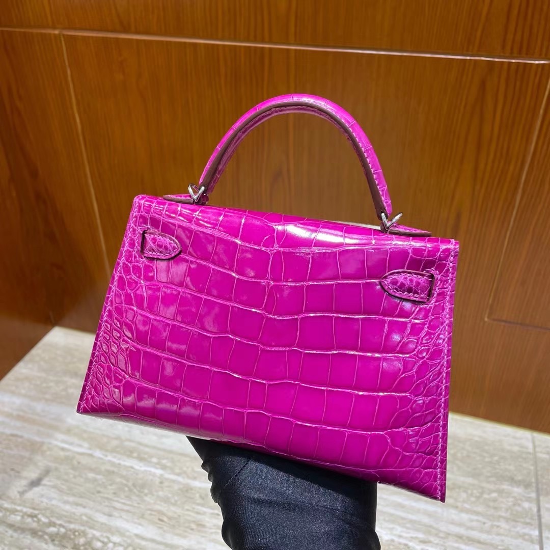 Bahrain Hermes Kelly Mini II 2代 J5 天方夜譚粉紫 Rose Sheheraradez 亮面美洲鱷魚