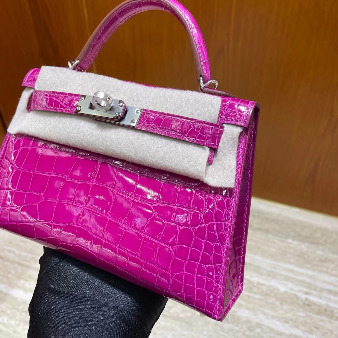 Bahrain Hermes Kelly Mini II 2代 J5 天方夜譚粉紫 Rose Sheheraradez 亮面美洲鱷魚