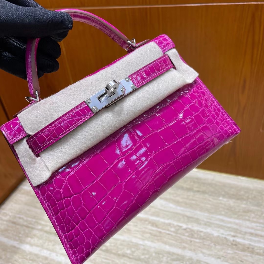 Bahrain Hermes Kelly Mini II 2代 J5 天方夜譚粉紫 Rose Sheheraradez 亮面美洲鱷魚