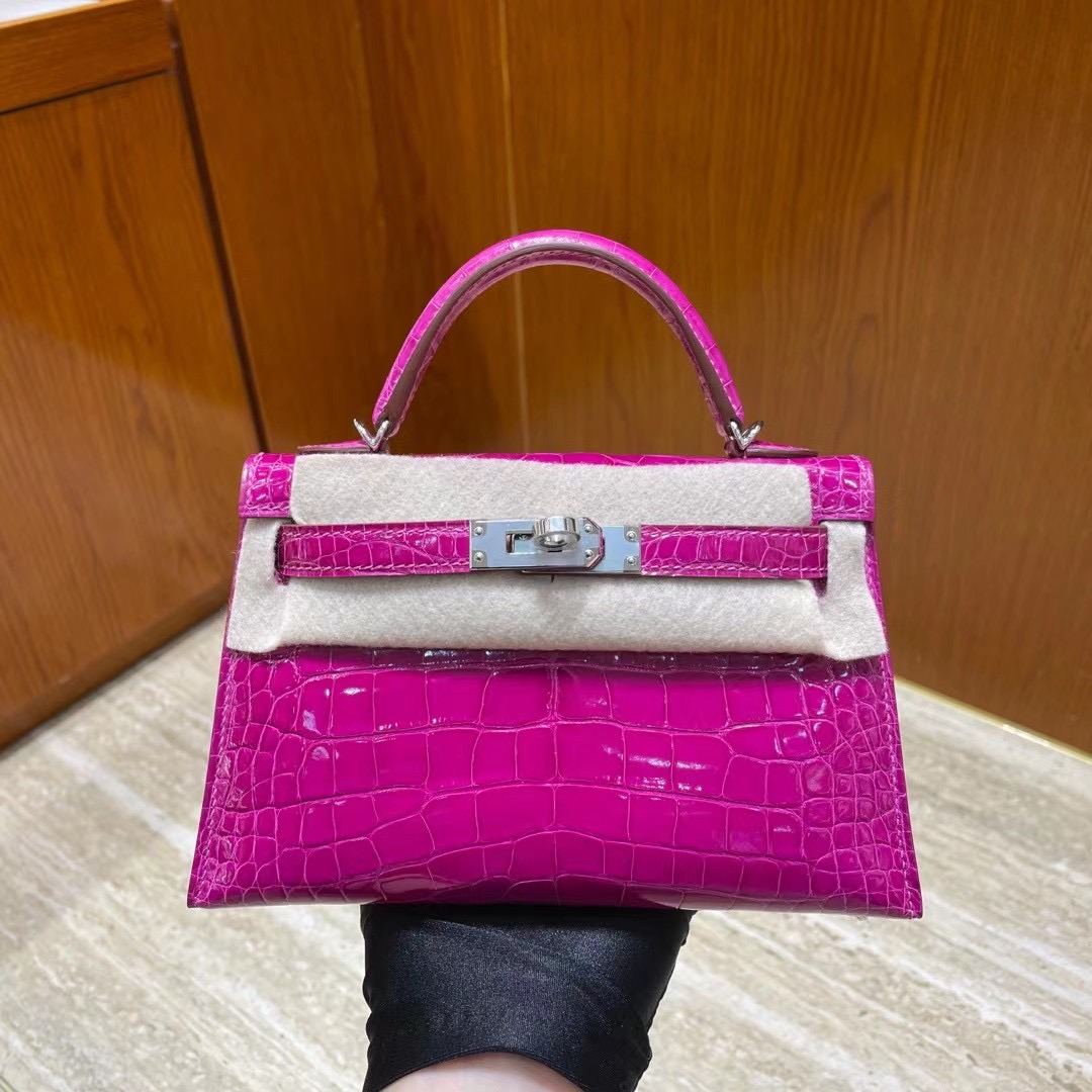 Bahrain Hermes Kelly Mini II 2代 J5 天方夜譚粉紫 Rose Sheheraradez 亮面美洲鱷魚