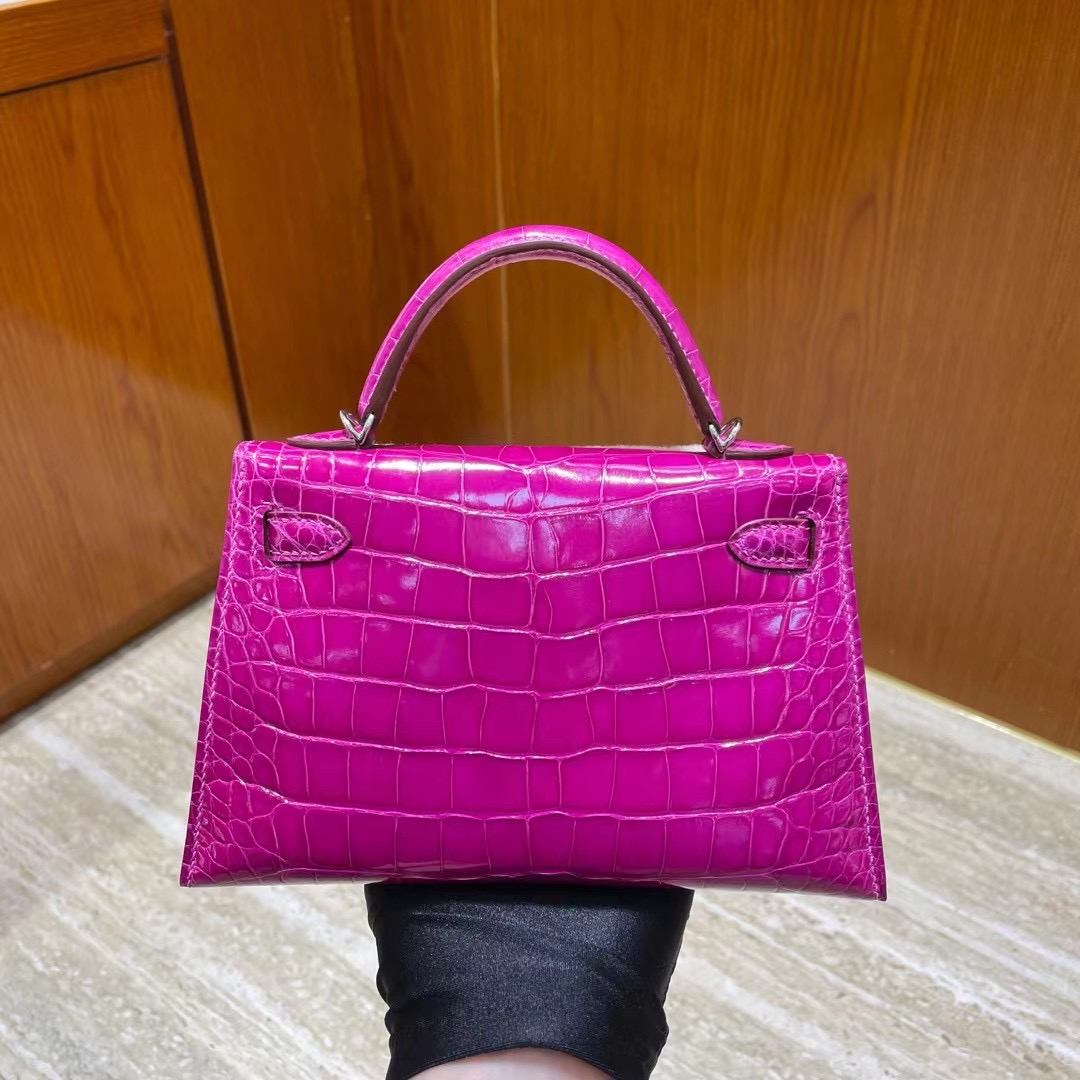 Bahrain Hermes Kelly Mini II 2代 J5 天方夜譚粉紫 Rose Sheheraradez 亮面美洲鱷魚