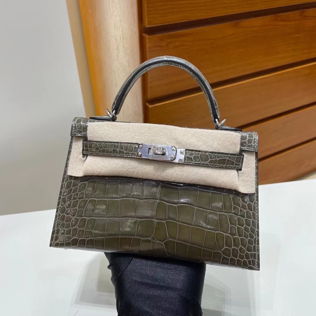 Saudi Arabia Riyadh Hermes Kelly Mini II 2代 G8 Vert Maquis 深橄欖綠美洲鱷魚