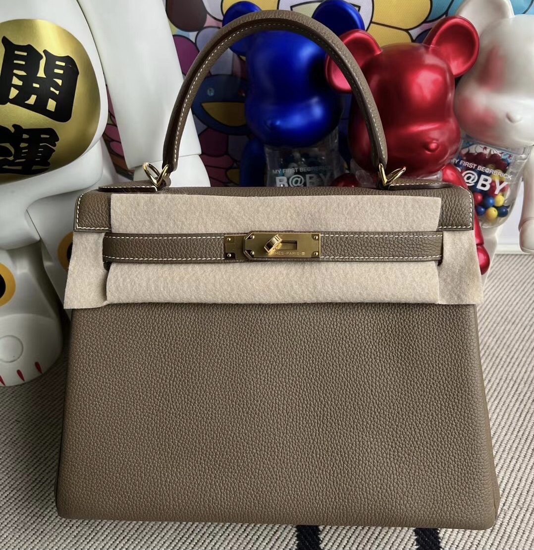 Britain Hermes Kelly 28cm Togo 原廠小牛皮 18 大象灰 Etoupe GHW