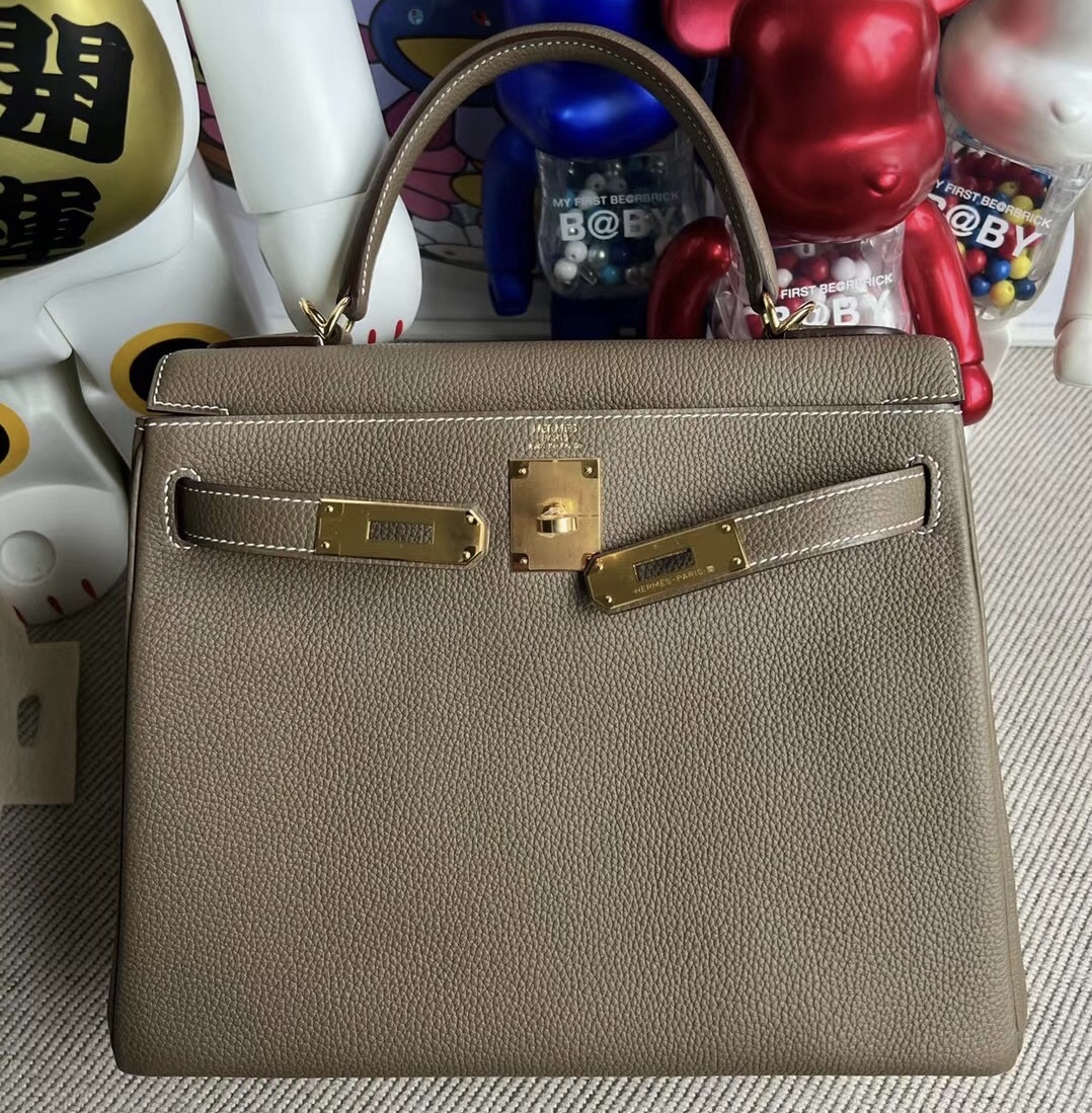 Britain Hermes Kelly 28cm Togo 原廠小牛皮 18 大象灰 Etoupe GHW