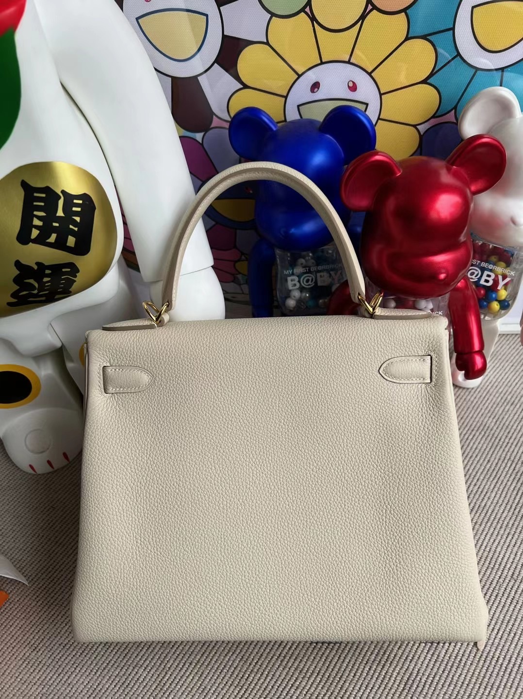 愛馬仕2022年刻印 U Hermes Kelly 28cm Togo 原廠小牛皮 10 Craie 奶昔白 GHW