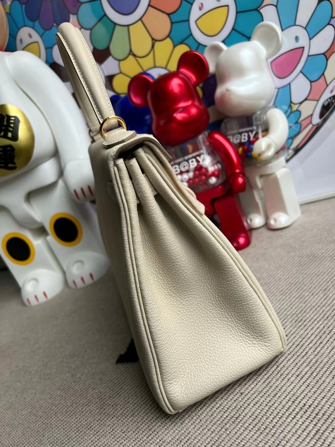 愛馬仕2022年刻印 U Hermes Kelly 28cm Togo 原廠小牛皮 10 Craie 奶昔白 GHW